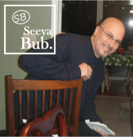 Dad Turned Around in Chair with SB Logo