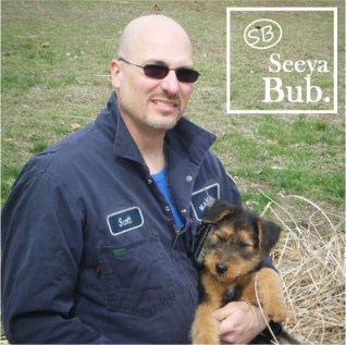 Dad with Baby Lucy and SB Logo