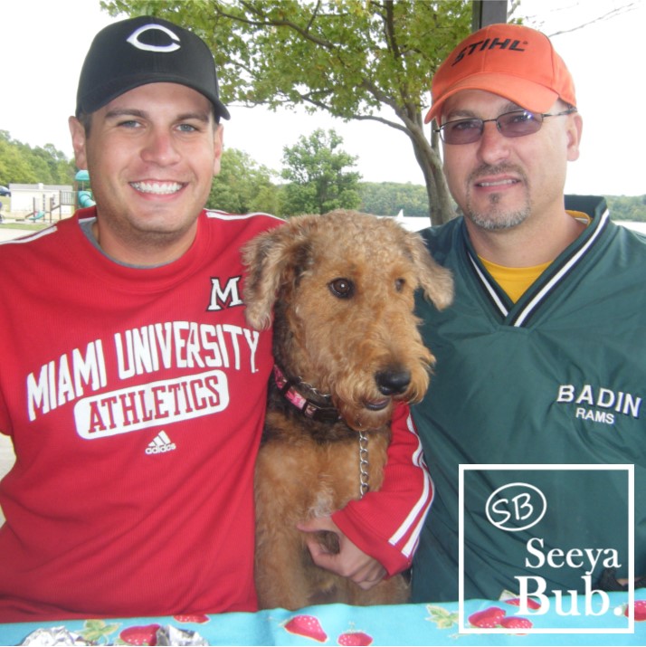 Me Dad and Lucy at Picnic with SB Logo