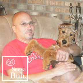 Dad Holding Lucy in Chair with SB Logo