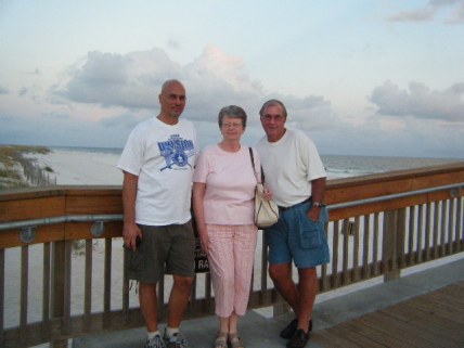 Dad Grandma and Grandpa at Beach