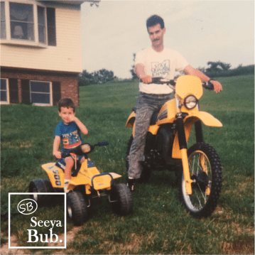 Dad and I on Dirtbike with SB Logo